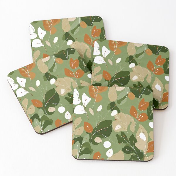 Item preview, Boho Abstract Leaves In Green, Earthtones, And Orange designed and sold by DEC02.