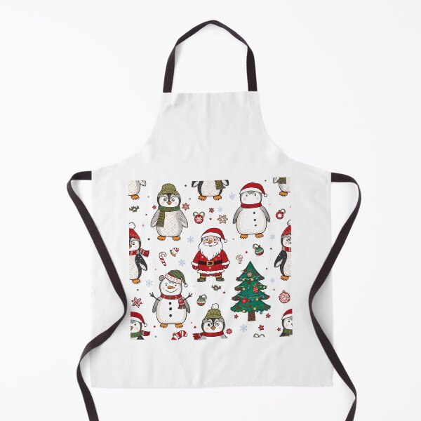 Item preview, Seamless vector pattern with vintage Christmas ornaments, penguins, Santa Claus, snowflakes and snowy pine trees. Hand drawn Christmas wallpaper design. Perfect for textile designed and sold by PWDigitalArt.