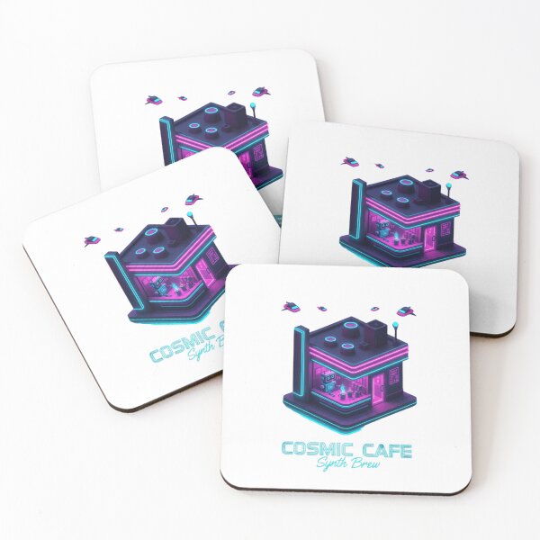 Item preview, Cosmic Cafe Synth Brew - Retro Futurism Neon Coffee Shop & Space Robots designed and sold by MonaRose_Art.