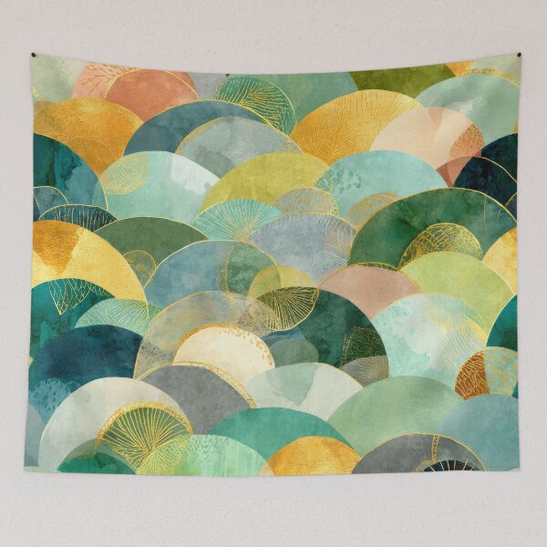 Item preview, Boho-Style Seafoam Green And Golden Designs Pattern designed and sold by DEC02.