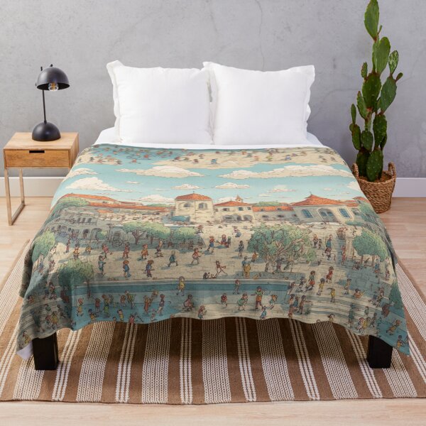 Item preview, Sunny Village Stroll – Whimsical Townscape Pattern designed and sold by casualnature.