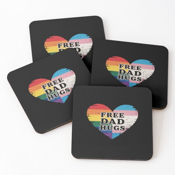 Item preview, Free dad hugs with rainbow and transgender flag heart designed and sold by marcusry.