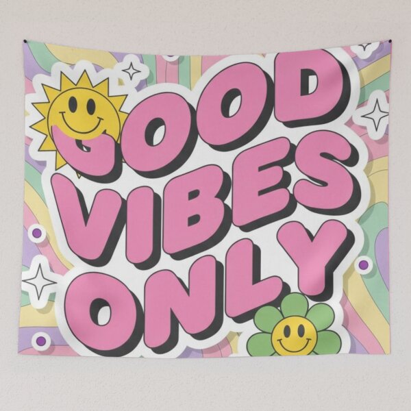 Item preview, good Vibes Only retro Typography Design tshirt designed and sold by anandsiva2703.