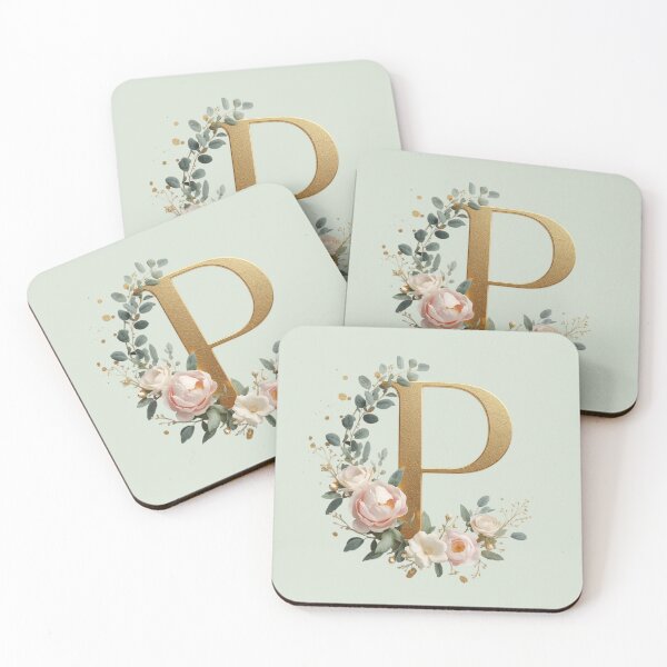 Item preview, Floral Gold Letter P Monogram – Coquette Christian Wall Art, Elegant Blush Rose Initial Print, Faith-Inspired Feminine Gift designed and sold by AmenAlways.