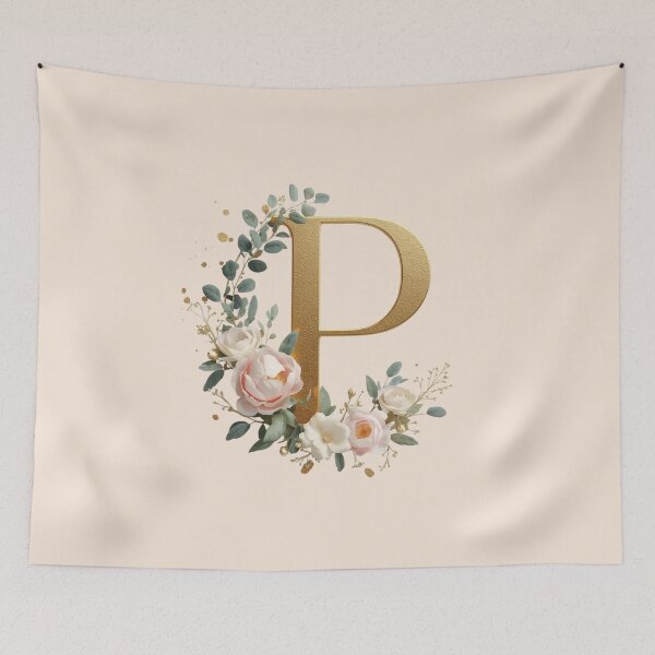 Item preview, Floral Gold Letter P Monogram – Coquette Christian Wall Art, Elegant Blush Rose Initial Print, Faith-Inspired Feminine Gift designed and sold by AmenAlways.