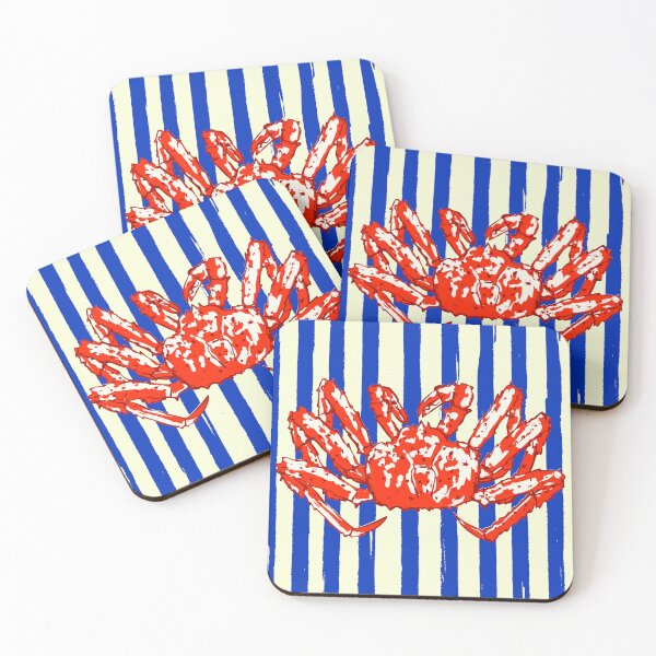 Item preview, Groovy King Crab Blue Stripes Retro Illustration designed and sold by MaiZephyr.