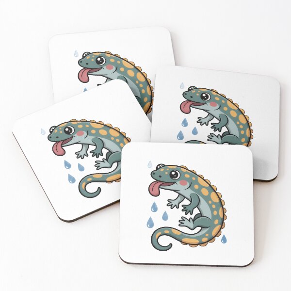 Item preview, Cute Kawaii Salamander: Happy Lizard Catching Raindrops designed and sold by RudArtAI.