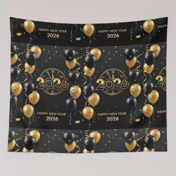 Item preview, Elegant Black and Gold Happy New Year 2026 Greeting Card – Luxury Festive Celebration Design designed and sold by PixelVibe782.