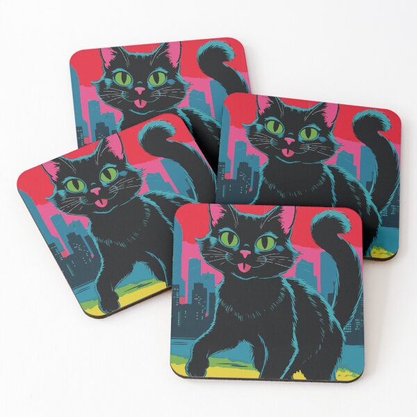 Item preview, Black cat in pop art style designed and sold by After De Moment.