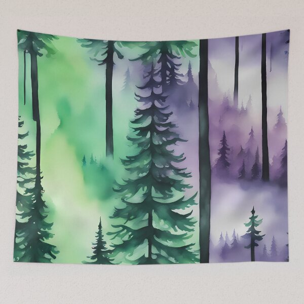Item preview, Purple and Green Aurora Forest designed and sold by CalmnessbyChoice.