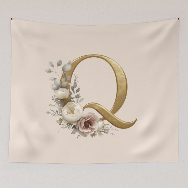 Item preview, Floral Gold Letter Q Monogram – Coquette Christian Wall Art, Elegant Blush Rose Initial Print, Faith-Inspired Feminine Gift designed and sold by AmenAlways.