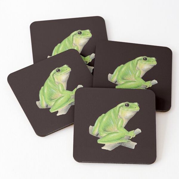 Item preview, Smiling Australian green tree frog [back to black] designed and sold by Hannah Mathews.