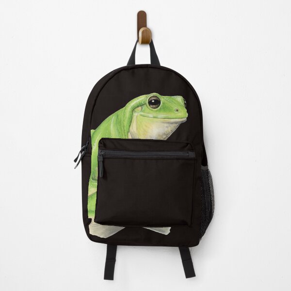 Item preview, Smiling Australian green tree frog [back to black] designed and sold by Hannah Mathews.
