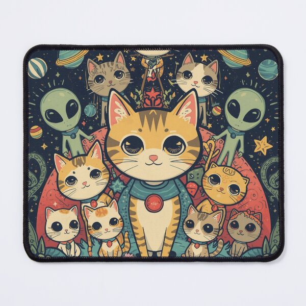 Item preview, Cats and Aliens, Intergalactic Friends, Cute, Retro, Kawaii Style designed and sold by Tea with Goldy.