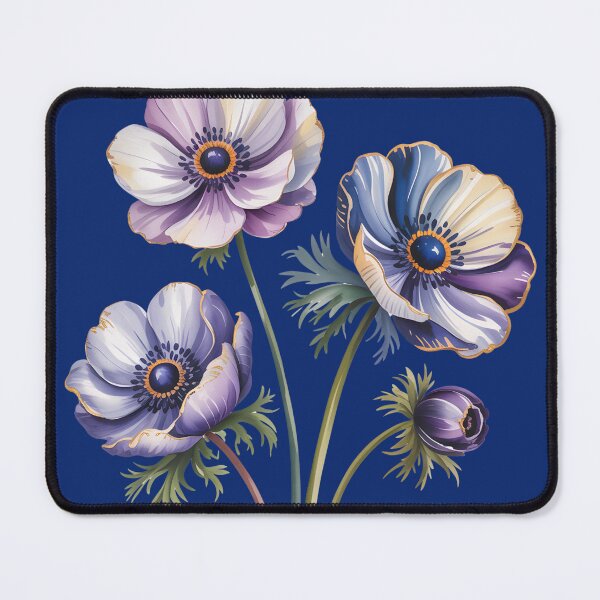 Item preview, Elegant Purple Anemone Flowers – Botanical Watercolor Art designed and sold by YRDigitalArt.