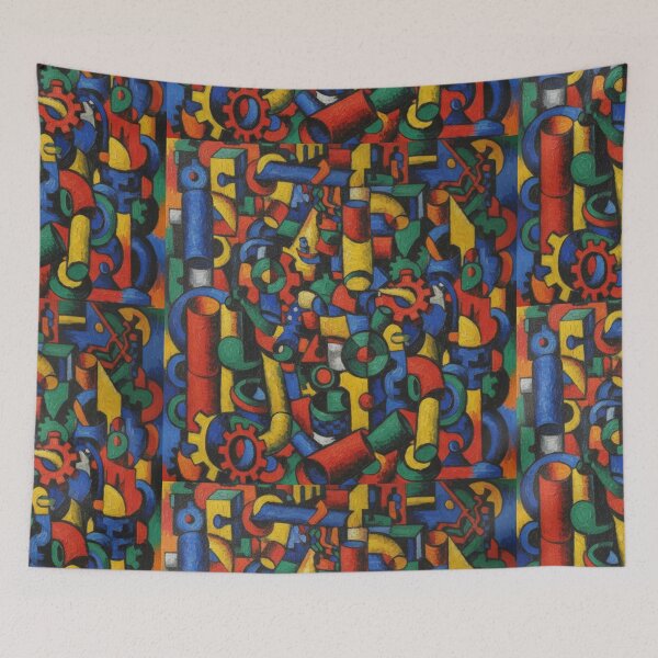 Item preview, “Mechanical Rhapsody” – Bold Abstract Art Featuring Industrial Geometry & Vibrant Colors designed and sold by TwoDotsStudio.