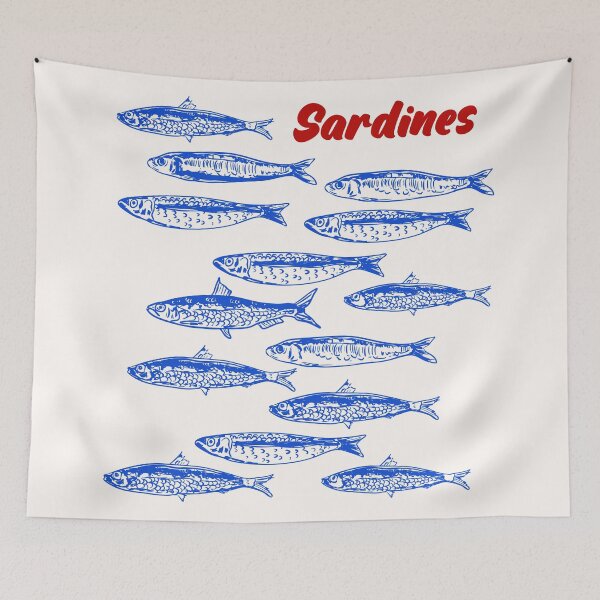 Item preview, Blue Sardines Pattern Minimalist designed and sold by MaiZephyr.