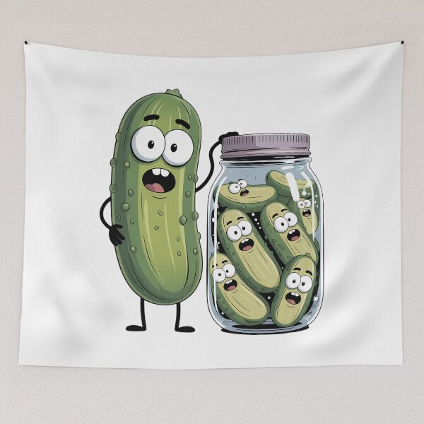 Item preview, Pickle Surprise A Cucumber And A Jar Of Sliced Pickles designed and sold by PunkNation-Arts.