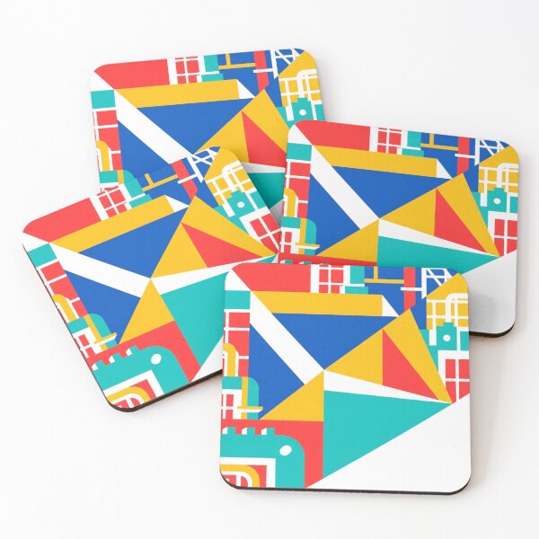 Item preview, Urban Geometry: A Colorful Abstract Cityscape designed and sold by TwoDotsStudio.