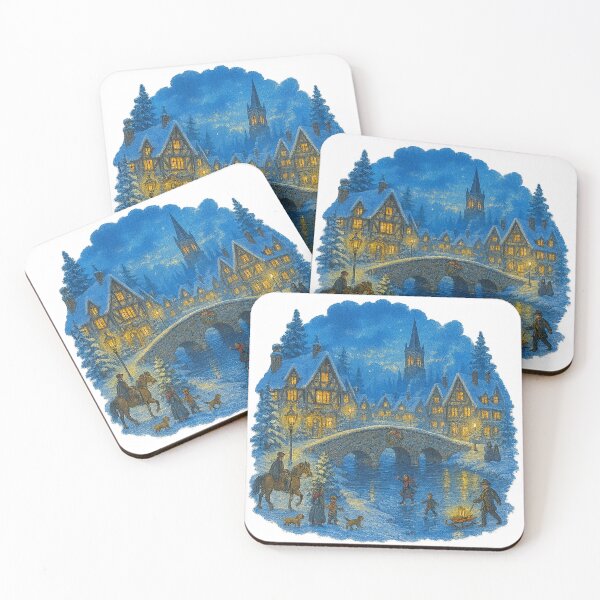 Item preview, Snowfall Over Winterbridge – Alche-Arts Christmas Village” designed and sold by AlcheArtsStudio.