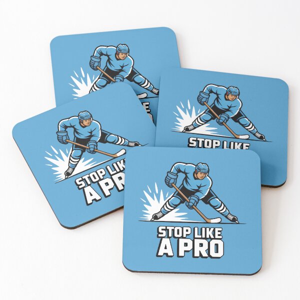 Item preview, Hockey Player in Blue Uniform Stopping with Power and Precision designed and sold by SplashTastic.