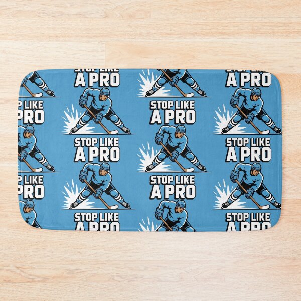 Item preview, Hockey Player in Blue Uniform Stopping with Power and Precision designed and sold by SplashTastic.
