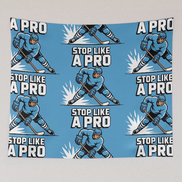 Item preview, Hockey Player in Blue Uniform Stopping with Power and Precision designed and sold by SplashTastic.