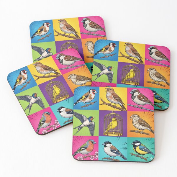 Item preview, Colorful Songbirds Pop Art Illustration designed and sold by TwoDotsStudio.