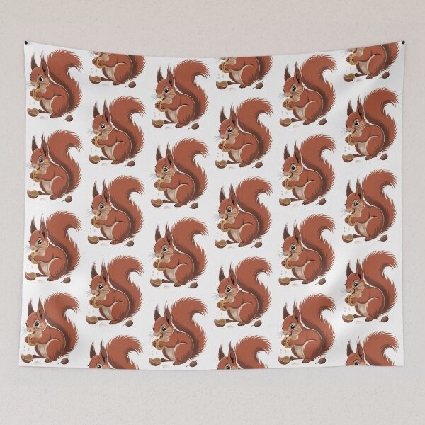 Item preview, Cute Cartoon Squirrel: Happy Character Cracking a Nut designed and sold by RudArtAI.