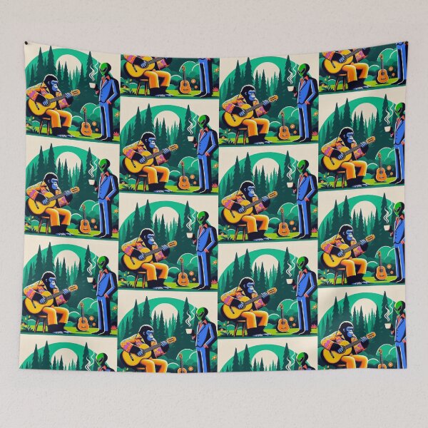 Item preview, cute guitarist gorilla and alien designed and sold by Dogandesighn.