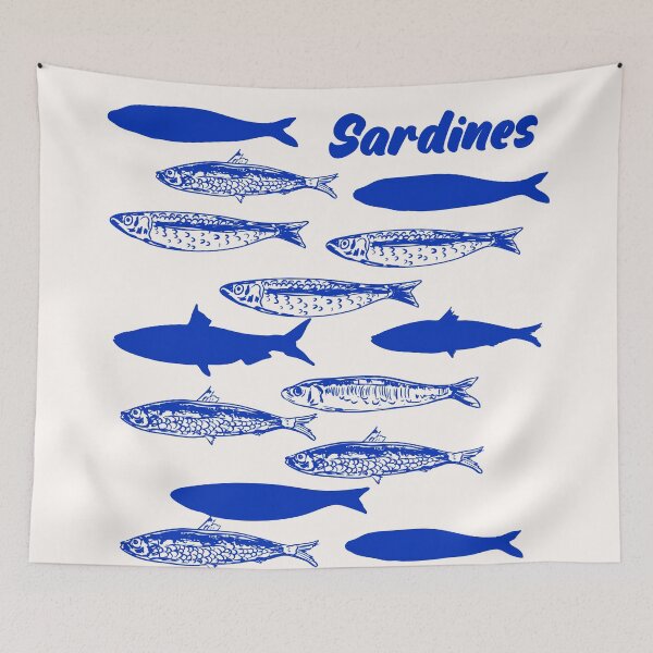 Item preview, Coastal Blue Sardines Nautical Illustration designed and sold by MaiZephyr.