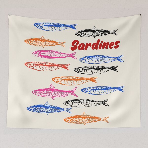 Item preview, Colorful Retro Sardines Pattern Illustration designed and sold by MaiZephyr.
