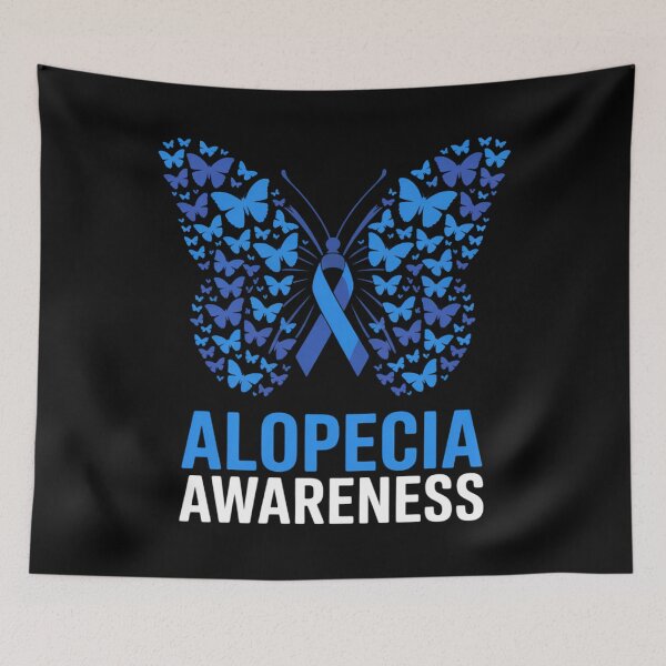 Item preview, Butterfly Alopecia Awareness Blue AA Ribbon Support Warrior designed and sold by PunkNation-Arts.