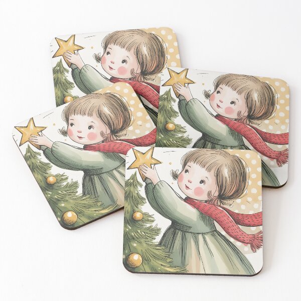 Item preview, Little Girl Decorating the Christmas Tree designed and sold by MissSparklesAI.
