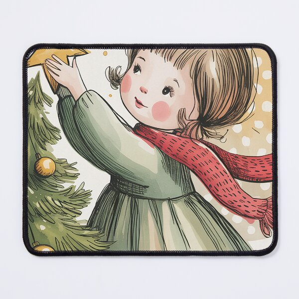 Item preview, Little Girl Decorating the Christmas Tree designed and sold by MissSparklesAI.