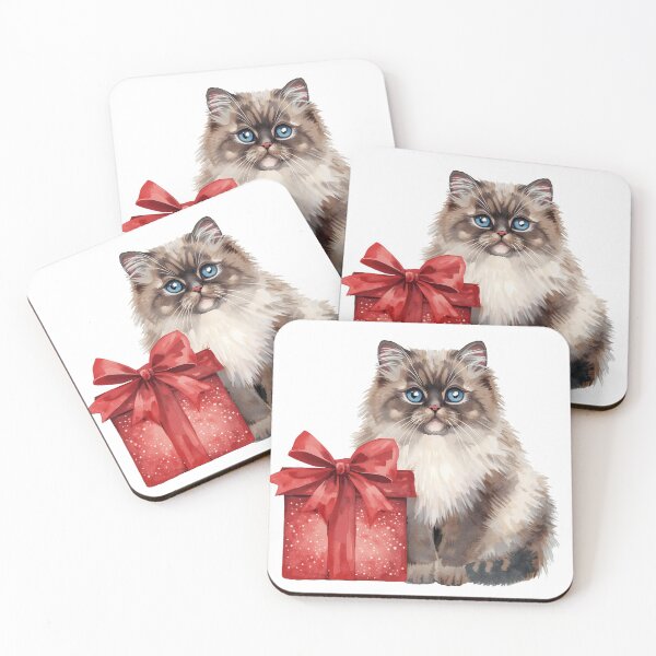 Item preview, Ragdoll Cat with Red Present Watercolor designed and sold by Vividdesignsau.