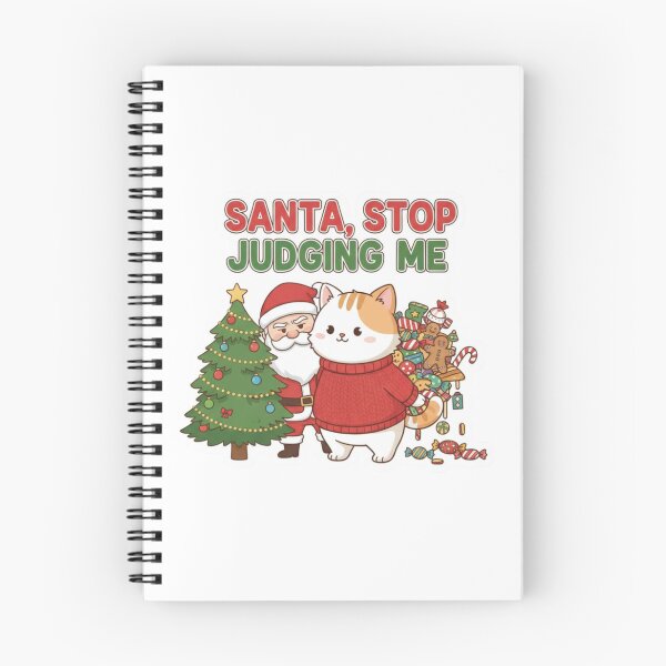 Item preview, Santa Judges Cat Hiding Christmas Snacks designed and sold by WildLeafDigital.