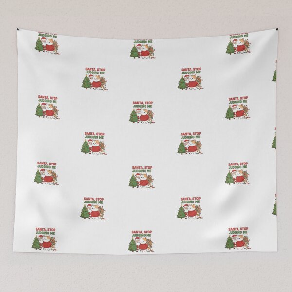 Item preview, Santa Judges Cat Hiding Christmas Snacks designed and sold by WildLeafDigital.