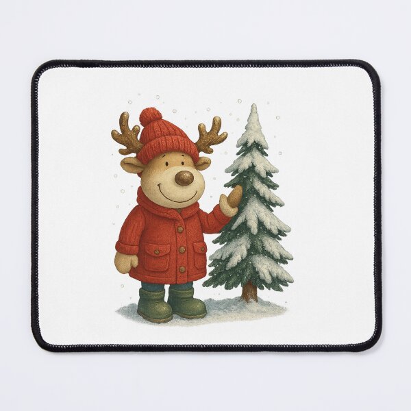 Item preview, Wintery moose with fir tree – Heartwarming Christmas greeting designed and sold by Bernd Friese.