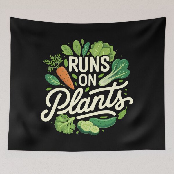 Item preview, Runs On Plants Vegan Vegetarian designed and sold by HellD3vil-Art.