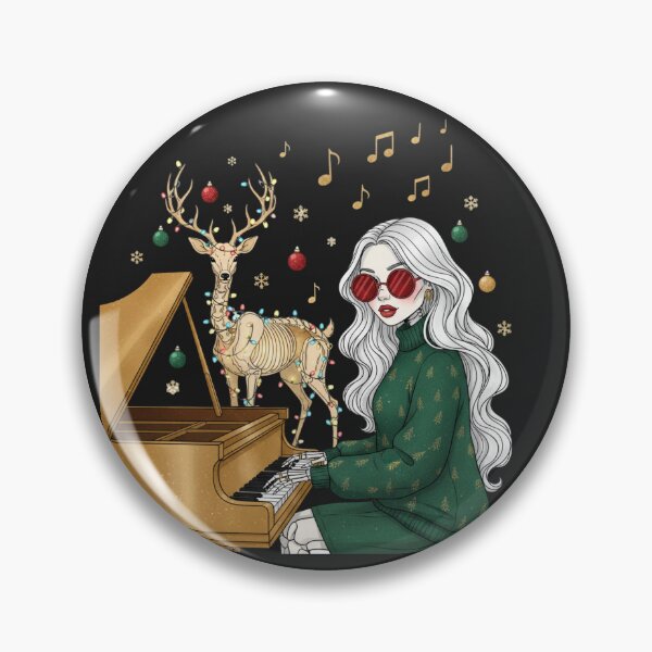 Item preview, Skeleton Girl with Deer and Piano | Cozy Christmas Music Art designed and sold by ColorSplash123.