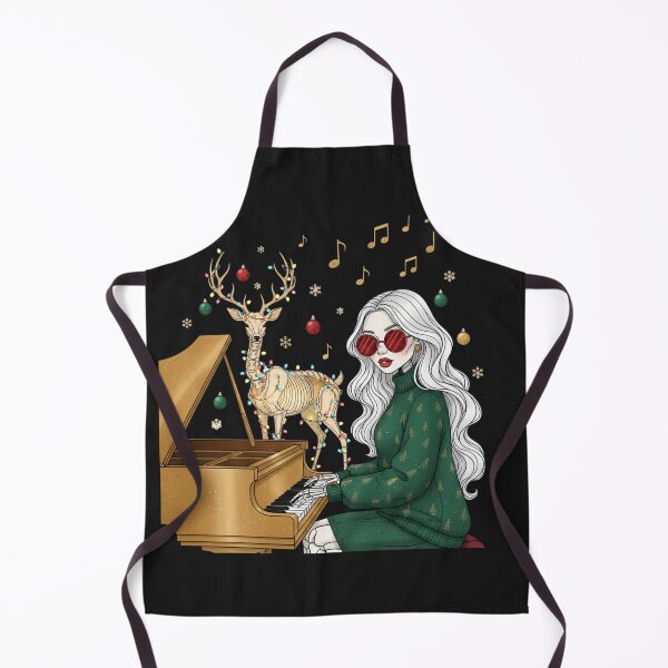 Item preview, Skeleton Girl with Deer and Piano | Cozy Christmas Music Art designed and sold by ColorSplash123.
