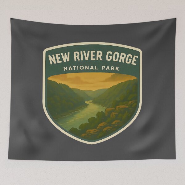 Item preview, Vintage American National Park Print: New River Gorge designed and sold by PinUpPizzazz.