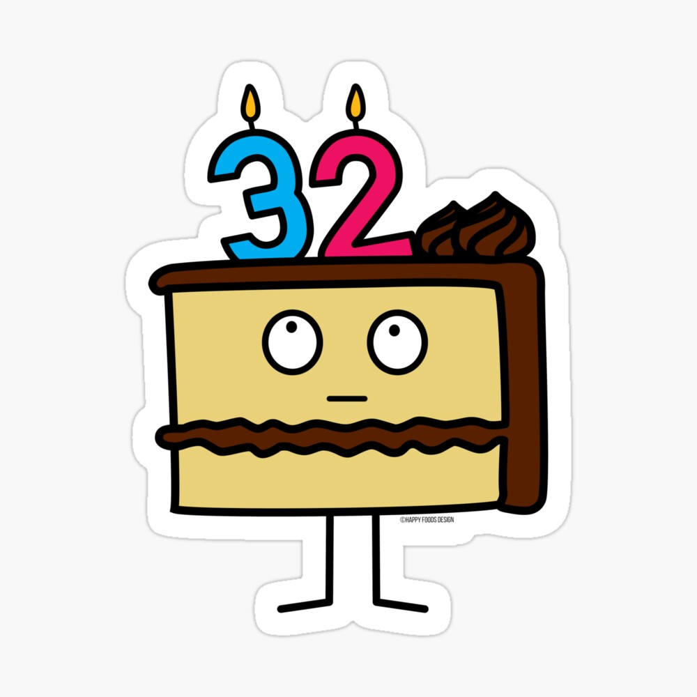Happy 32nd Birthday With Chocolate Cream Cake And Triangular Flag Stock  Photo, Picture and Royalty Free Image. Image 95369239.
