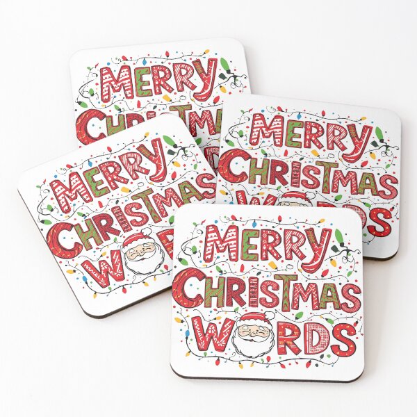 Item preview, Merry Christmas Words Festive Lettering With Santa Illustration On Black Background designed and sold by KanDa-Shop.