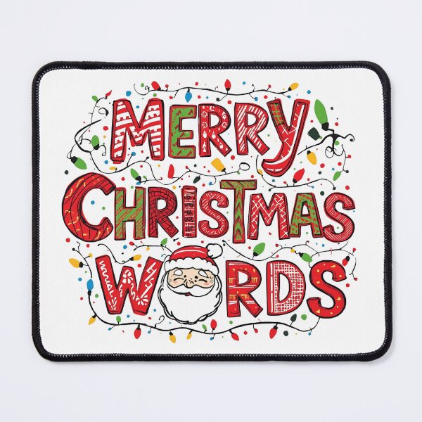 Item preview, Merry Christmas Words Festive Lettering With Santa Illustration On Black Background designed and sold by KanDa-Shop.