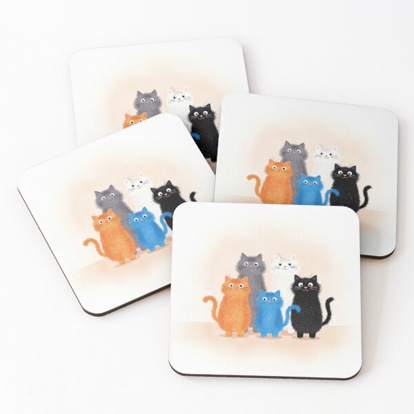 Item preview, Colorful Cat Family – Whimsical Feline Friends Illustration designed and sold by Whimsical Hug.