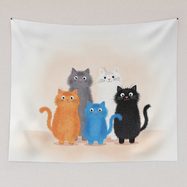 Item preview, Colorful Cat Family – Whimsical Feline Friends Illustration designed and sold by Whimsical Hug.
