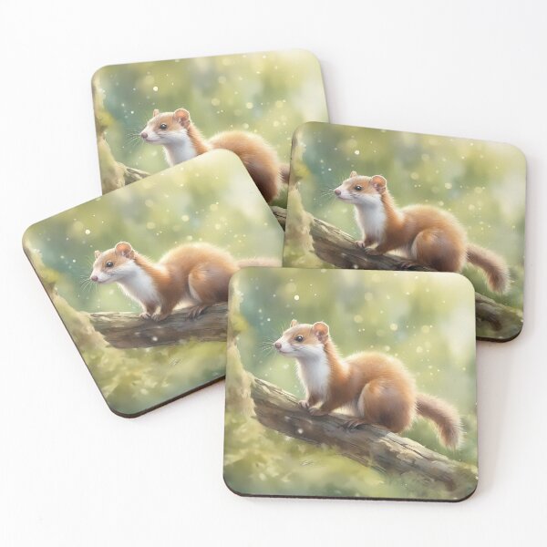 Item preview, Cute Weasel in Morning Forest designed and sold by CalmnessbyChoice.