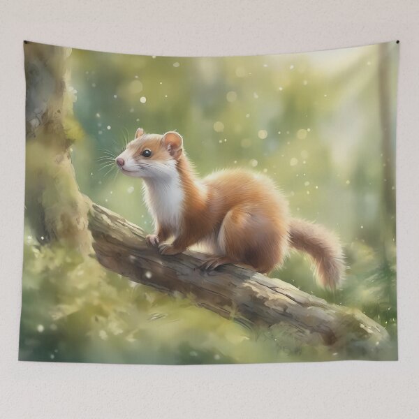 Item preview, Cute Weasel in Morning Forest designed and sold by CalmnessbyChoice.